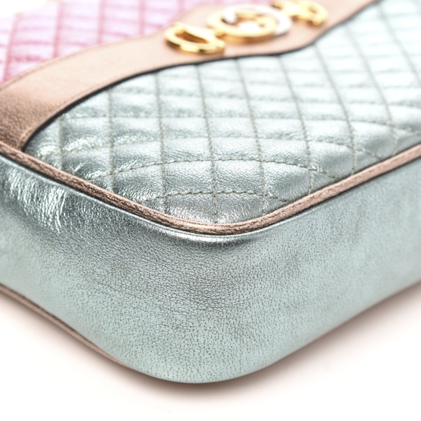 Laminated Nappa Trapuntata Small Zumi Shoulder Bag Rosa Lago Rame