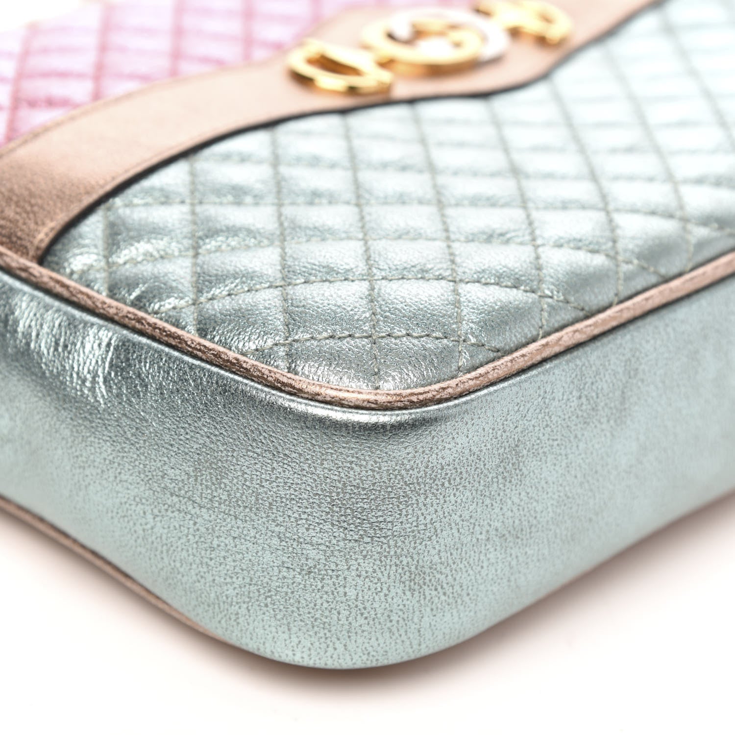 Gucci Laminated Nappa Trapuntata Small Zumi Shoulder Bag Rosa Lago Rame 8 of 9
