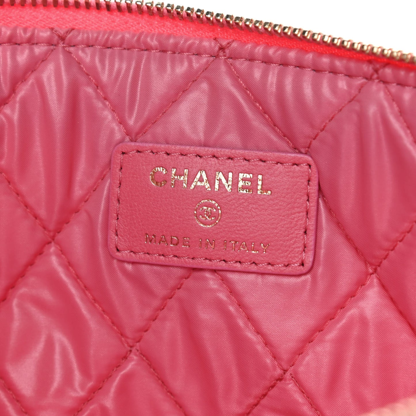 Lambskin Quilted Medium Casino Beauty CC Cosmetic Case Fuchsia