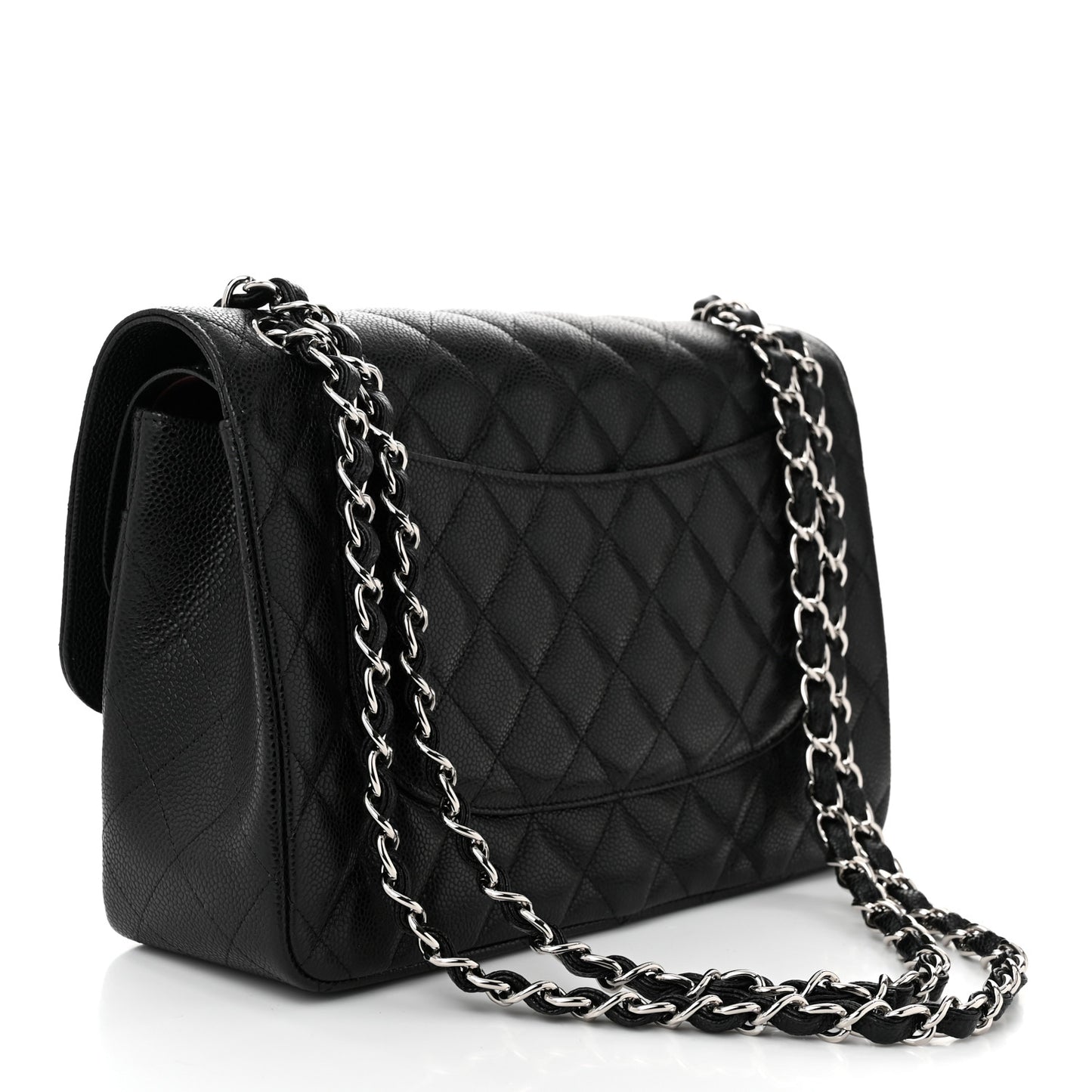 Caviar Quilted Jumbo Double Flap Black