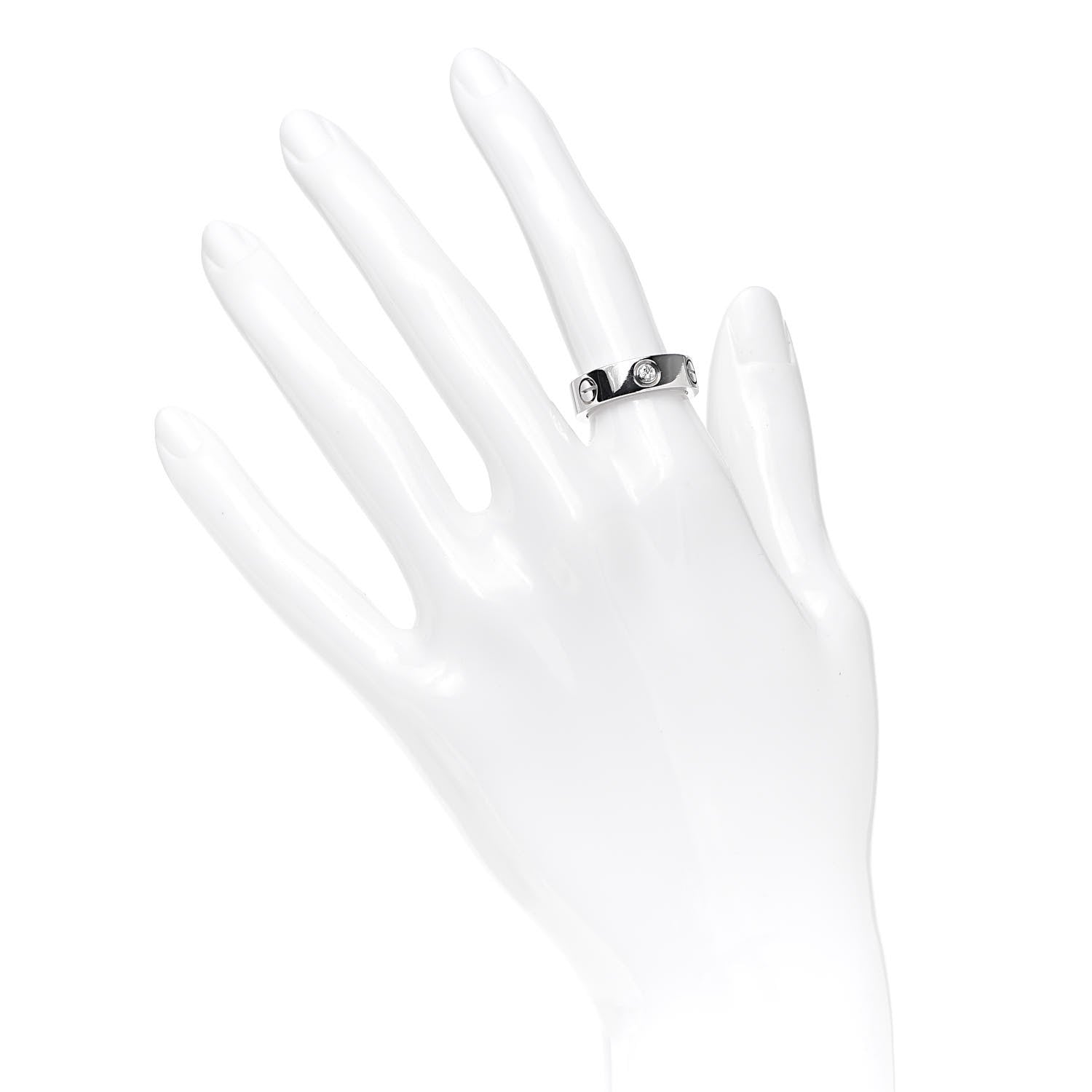 Cartier 18K White Gold 3 Diamond 5.5mm LOVE Ring 50 5.25 2 of 5