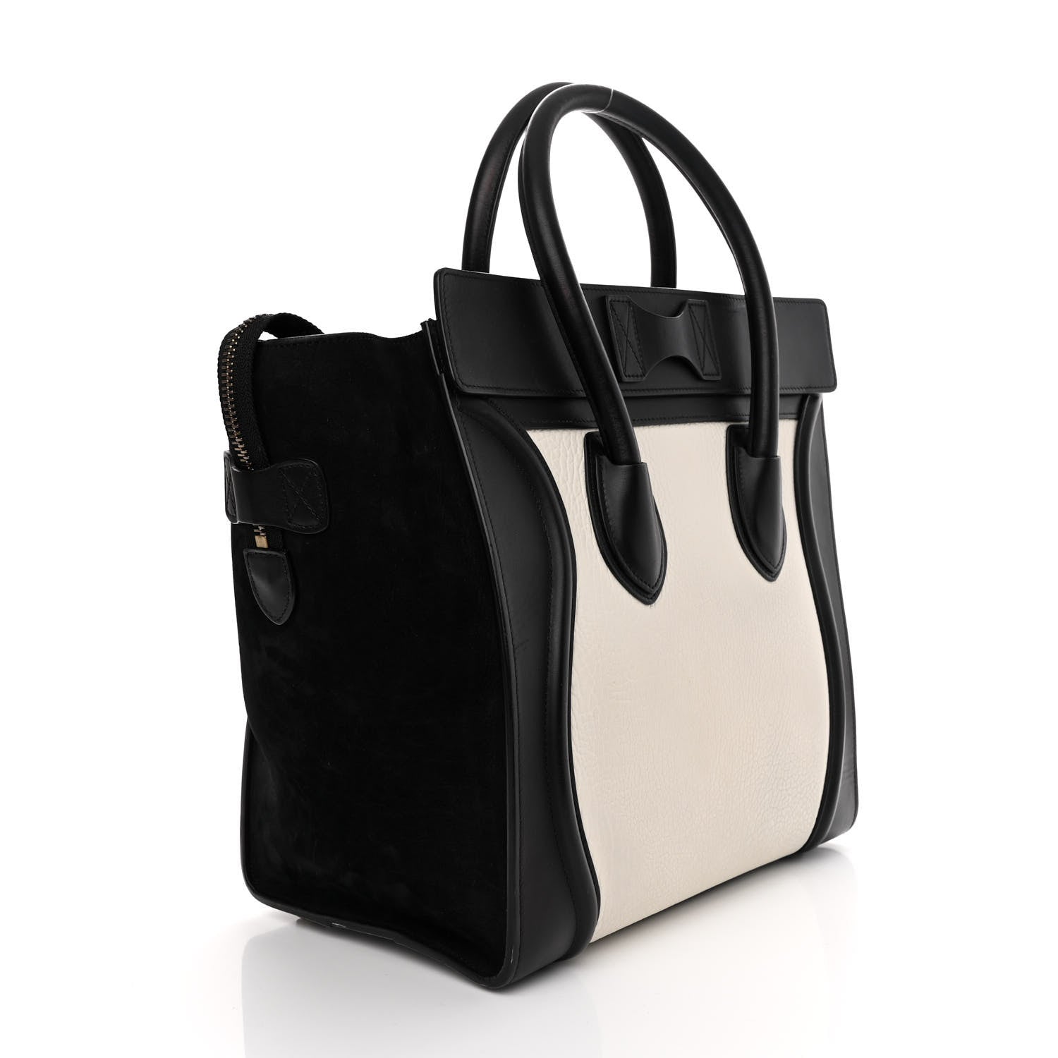 Celine Baby Grained Calfskin Tri-Color Mini Luggage White Liquorice 3 of 20