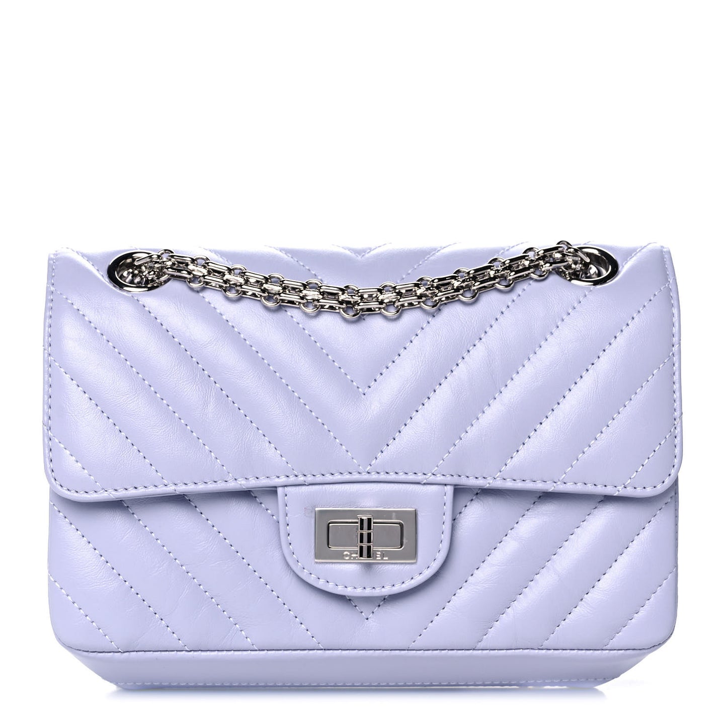 Aged Calfskin Chevron Quilted 2.55 Reissue Mini Flap Light Purple