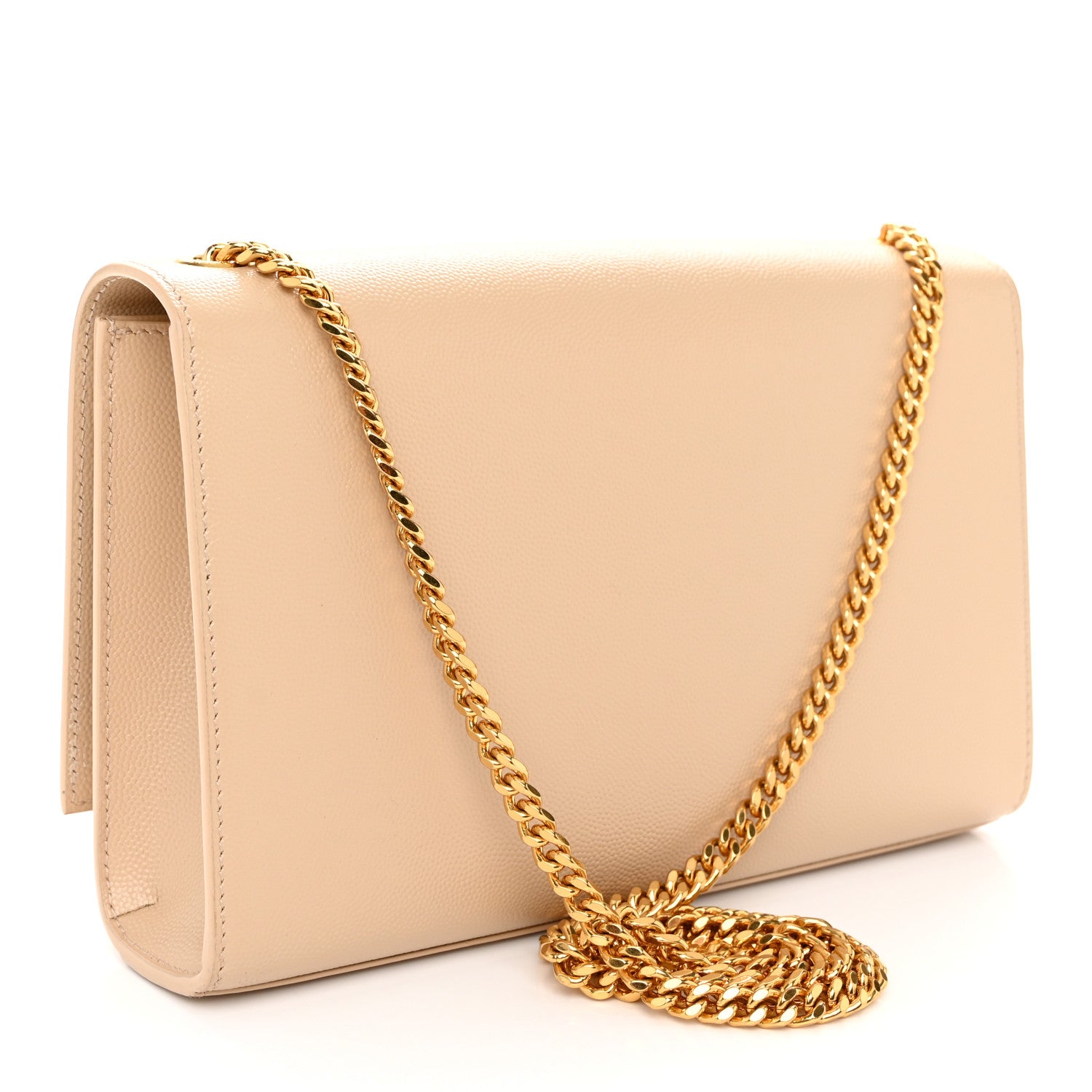 Saint Laurent Grain De Poudre Medium Monogram Kate Satchel Dark Beige 3 of 9