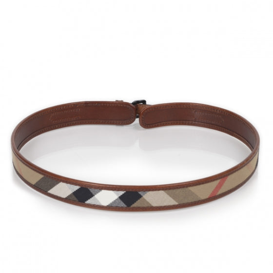 Burberry Leather Canvas Nova Check Belt 34 3 of 6