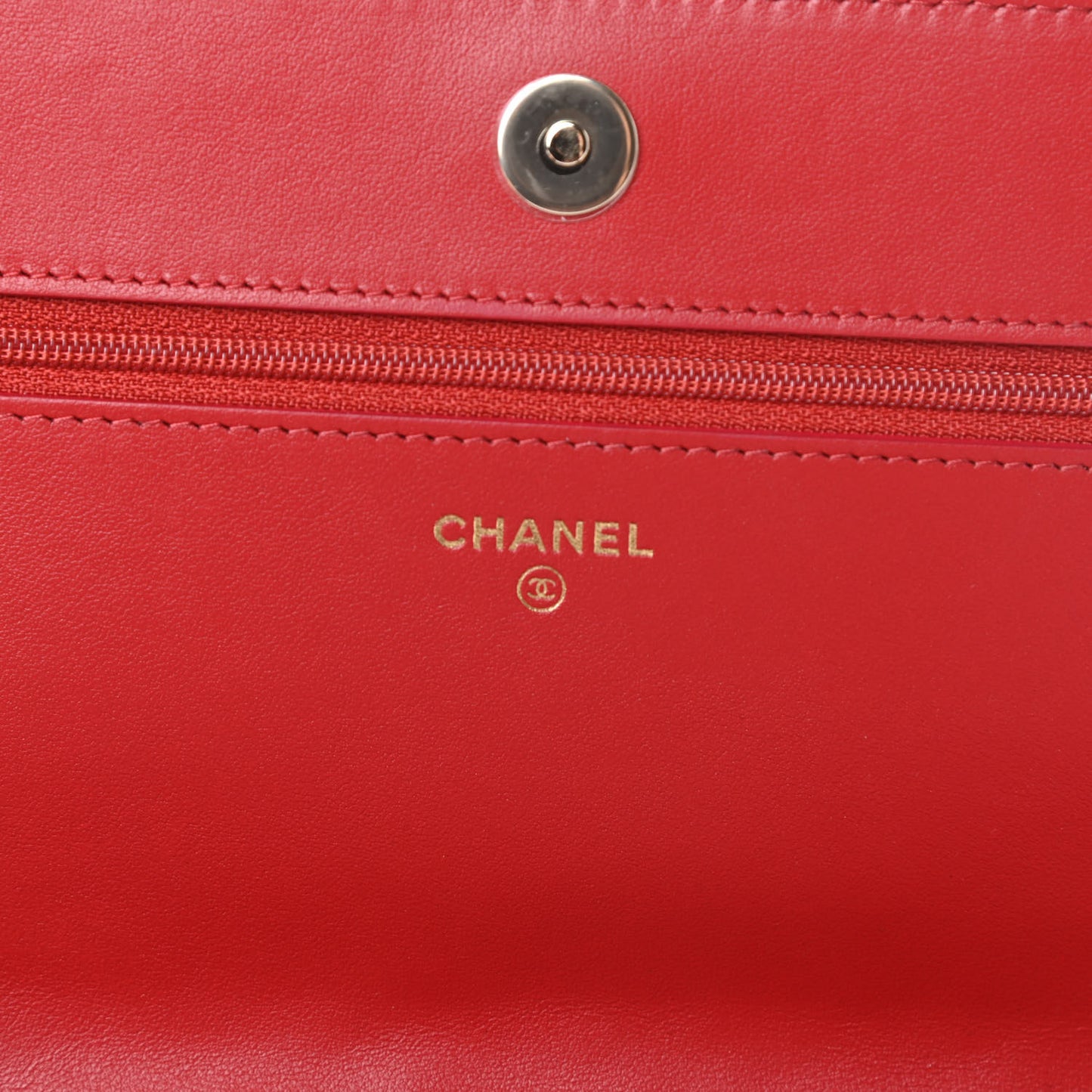 Caviar Camellia Embossed Wallet On Chain WOC Red