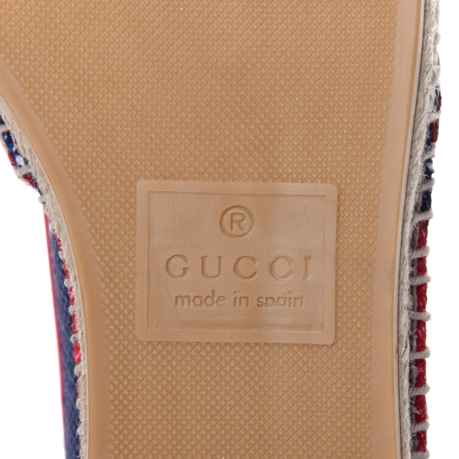 Gucci Canvas Sylvie Stripe Logo Womens Espadrilles 34.5 Mystic White Hibiscus Red Maritime 9 of 12