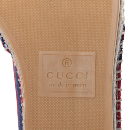 Gucci Canvas Sylvie Stripe Logo Womens Espadrilles 34.5 Mystic White Hibiscus Red Maritime 9 of 12