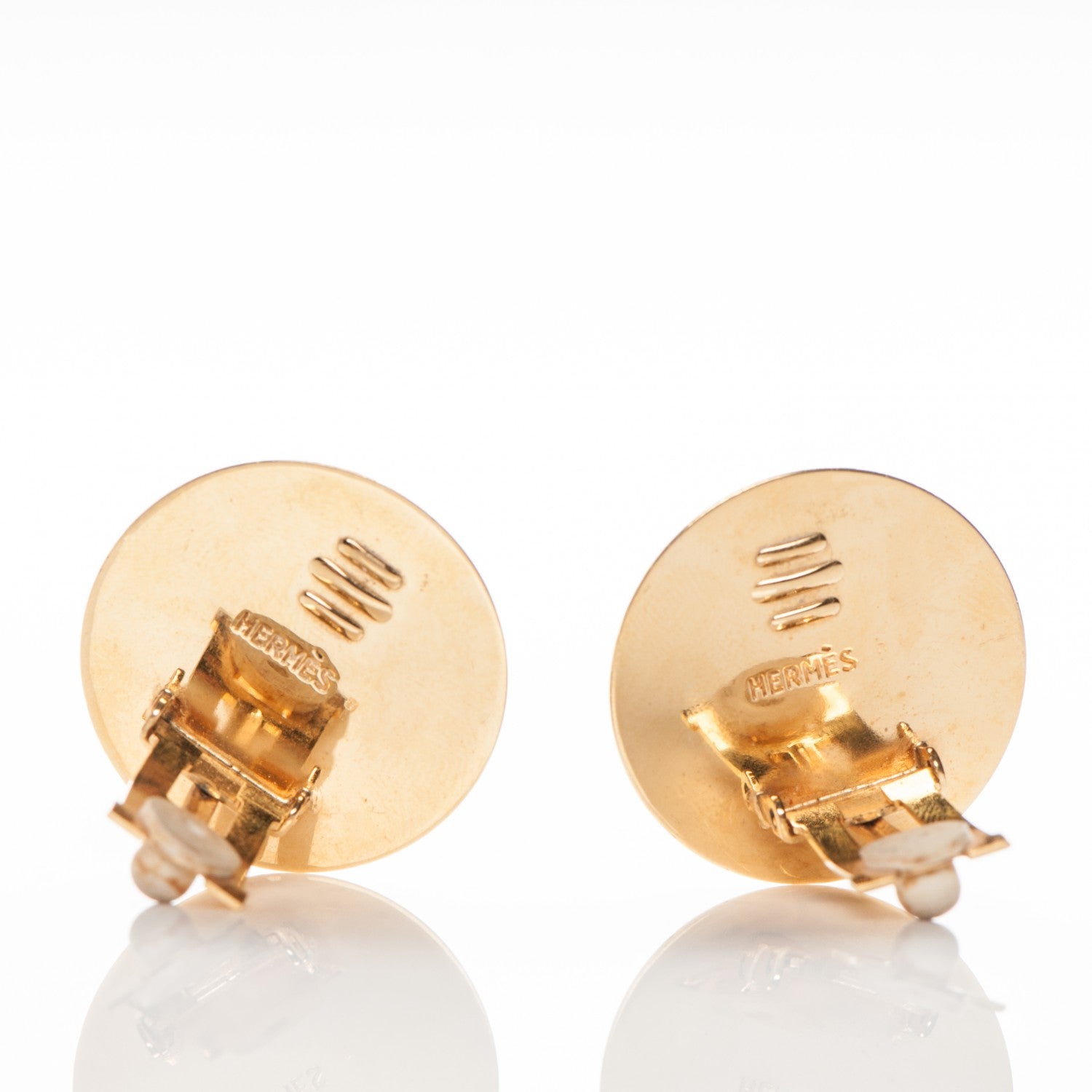 Hermes Enamel Lion Clip On Earrings Gold 3 of 3