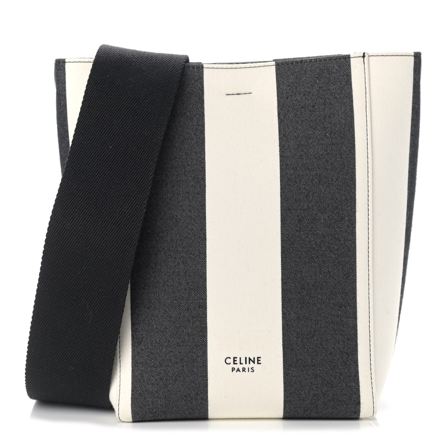 Textured Canvas Small Sangle Bucket Bag Black