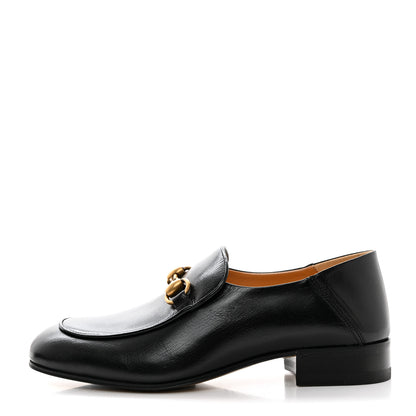 Gucci Goatskin Womens Horsebit Mid-Heel Loafers 36 Black 1 of 9