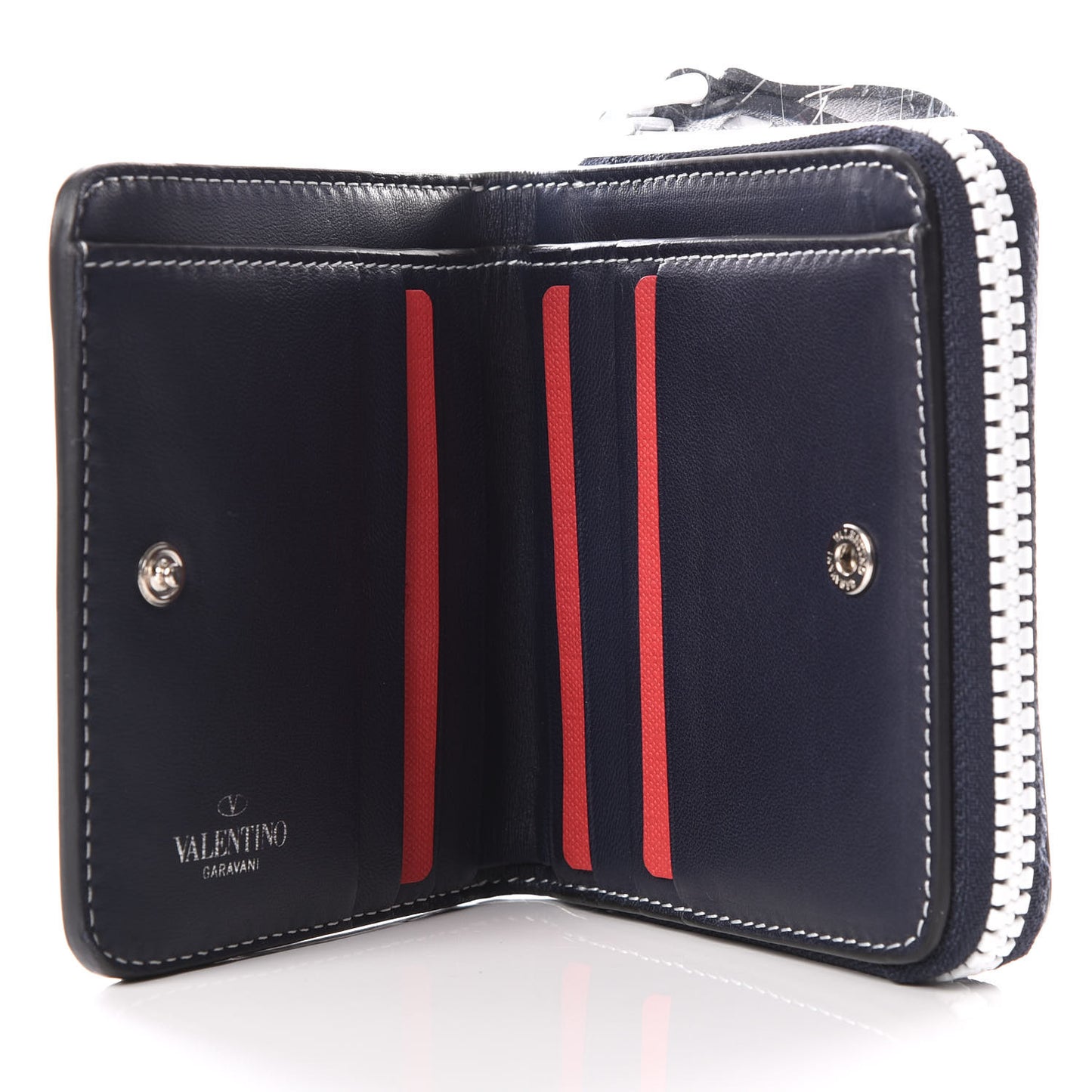 Nappa Free Rockstud Spike Compact Zip Around Wallet Marine