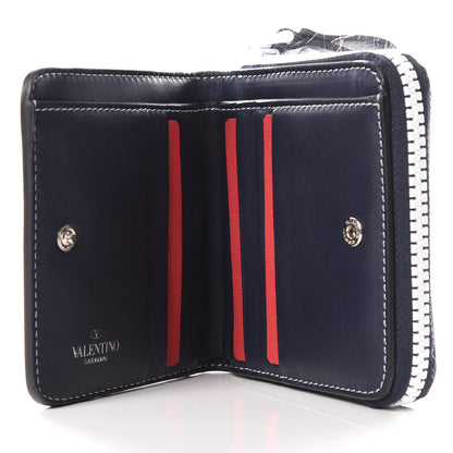 Valentino Garavani Nappa Free Rockstud Spike Compact Zip Around Wallet Marine 5 of 8