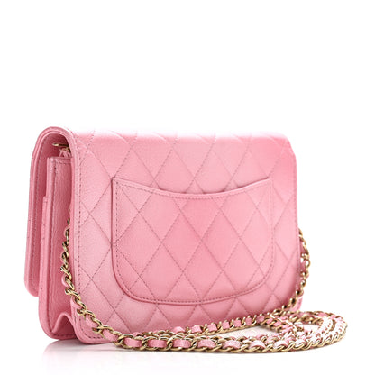 Chanel Cloudy Pearly Goatskin Quilted Wallet On Chain WOC Light Pink 2 of 11