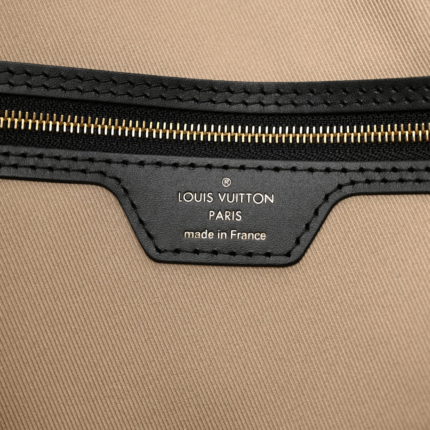 Cotton Monogram Embroidered Neverfull MM Beige Black
