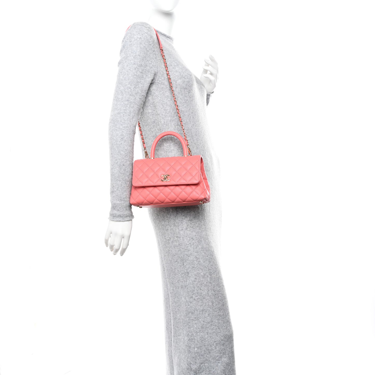 Caviar Quilted Mini Coco Handle Flap Pink