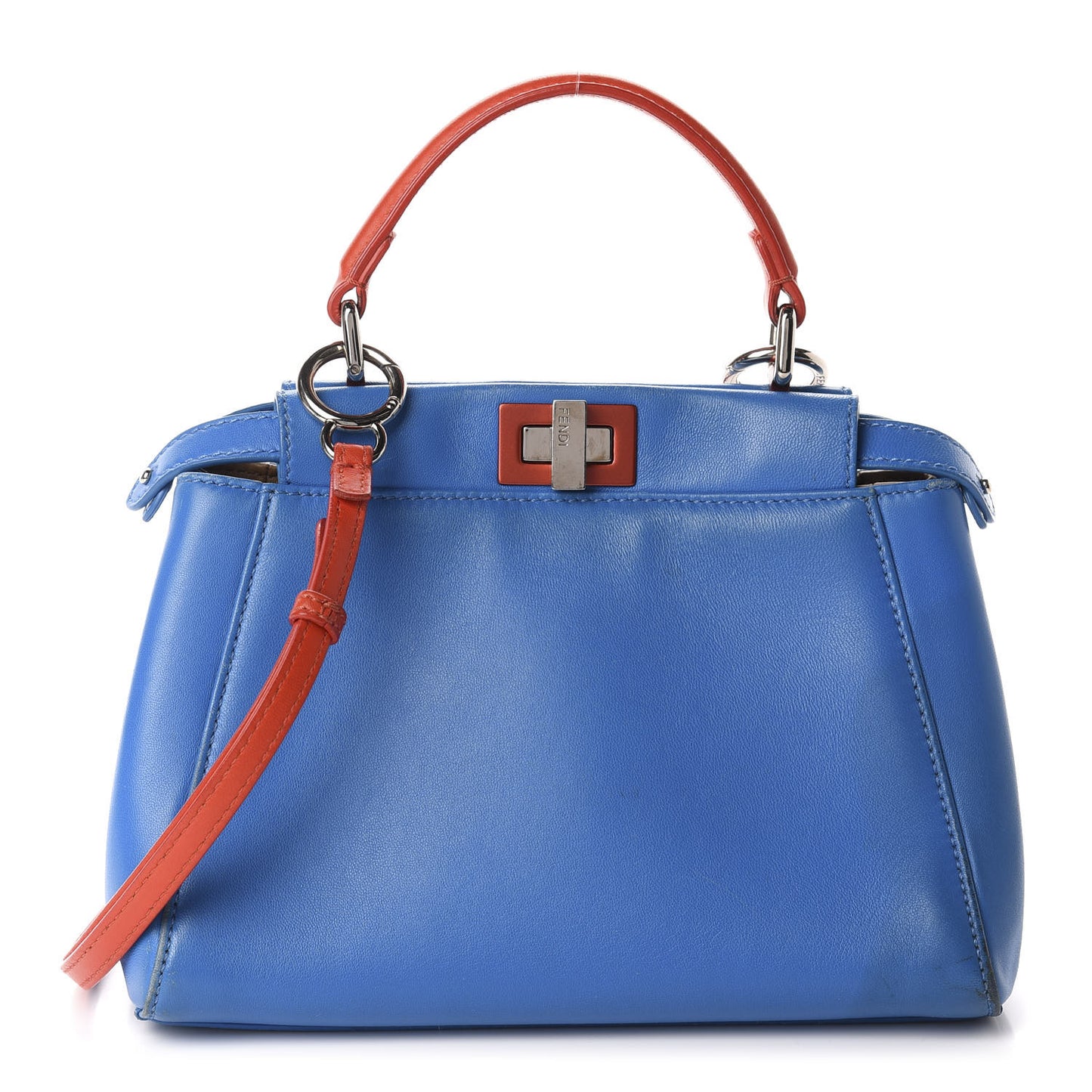 Nappa Colorblock Mini Peekaboo Iconic Satchel Blue Royal Papavero Cuoio