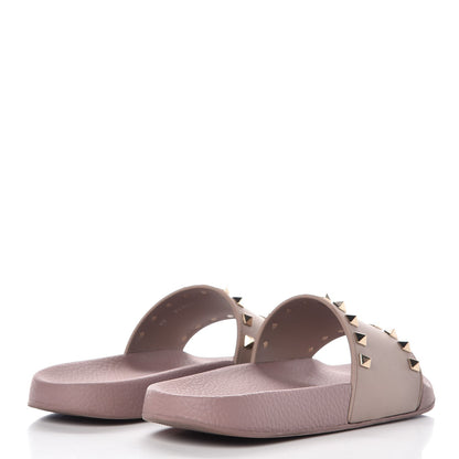 Valentino Garavani Rubber Rockstud Slide Sandals 38 Poudre 4 of 9
