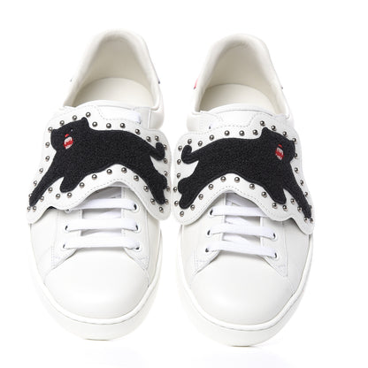 Gucci Calfskin Ayers Web Panther Embroidered Mens Ace Sneakers 7.5 White 5 of 10