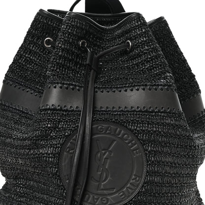 Saint Laurent Raffia Rive Gauche Drawstring Backpack Black 6 of 8