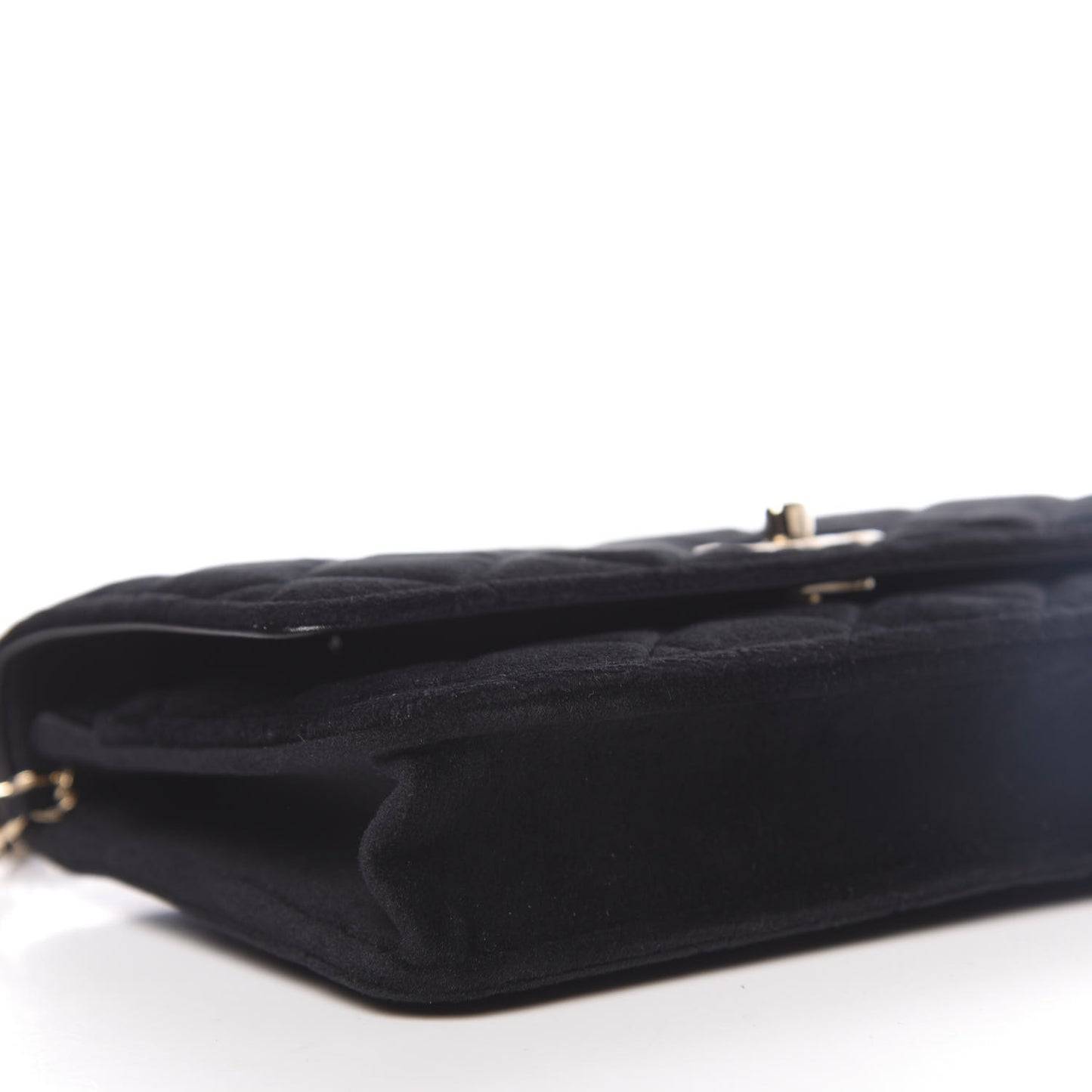 Velvet Quilted Pearl Crush Wallet On Chain WOC Black
