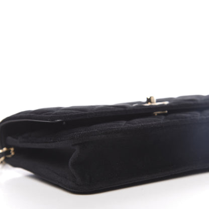 Chanel Velvet Quilted Pearl Crush Wallet On Chain WOC Black 9 of 12