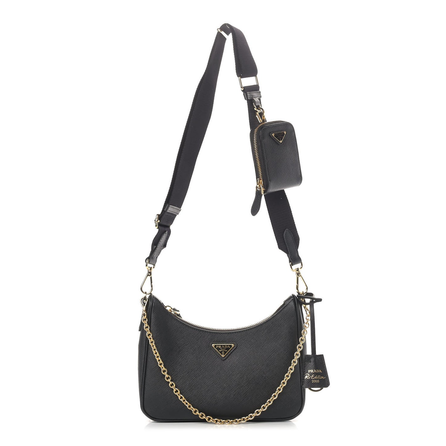 Saffiano Lux Re-Edition 2005 Shoulder Bag Black