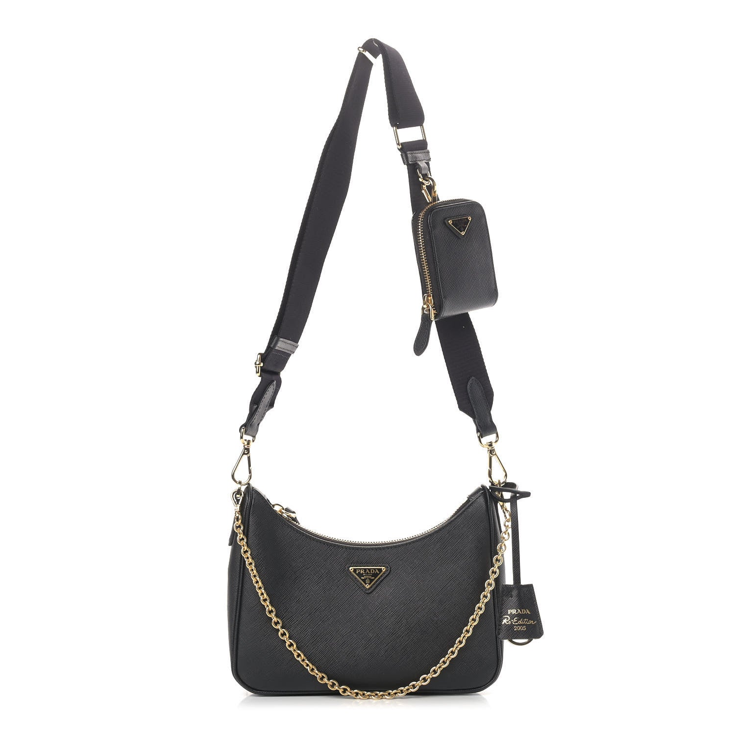 Prada Saffiano Lux Re-Edition 2005 Shoulder Bag Black 1 of 10