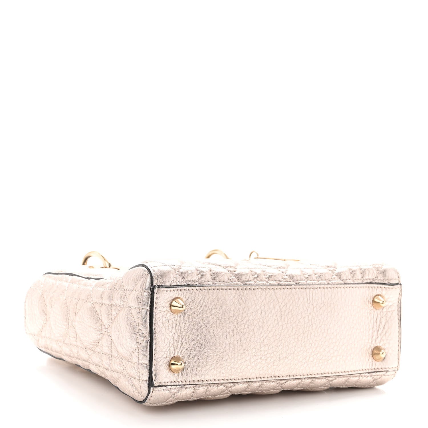 Christian Dior Metallic Grained Calfskin Cannage Small Supple Lady Dior Pale Gold 4 of 11