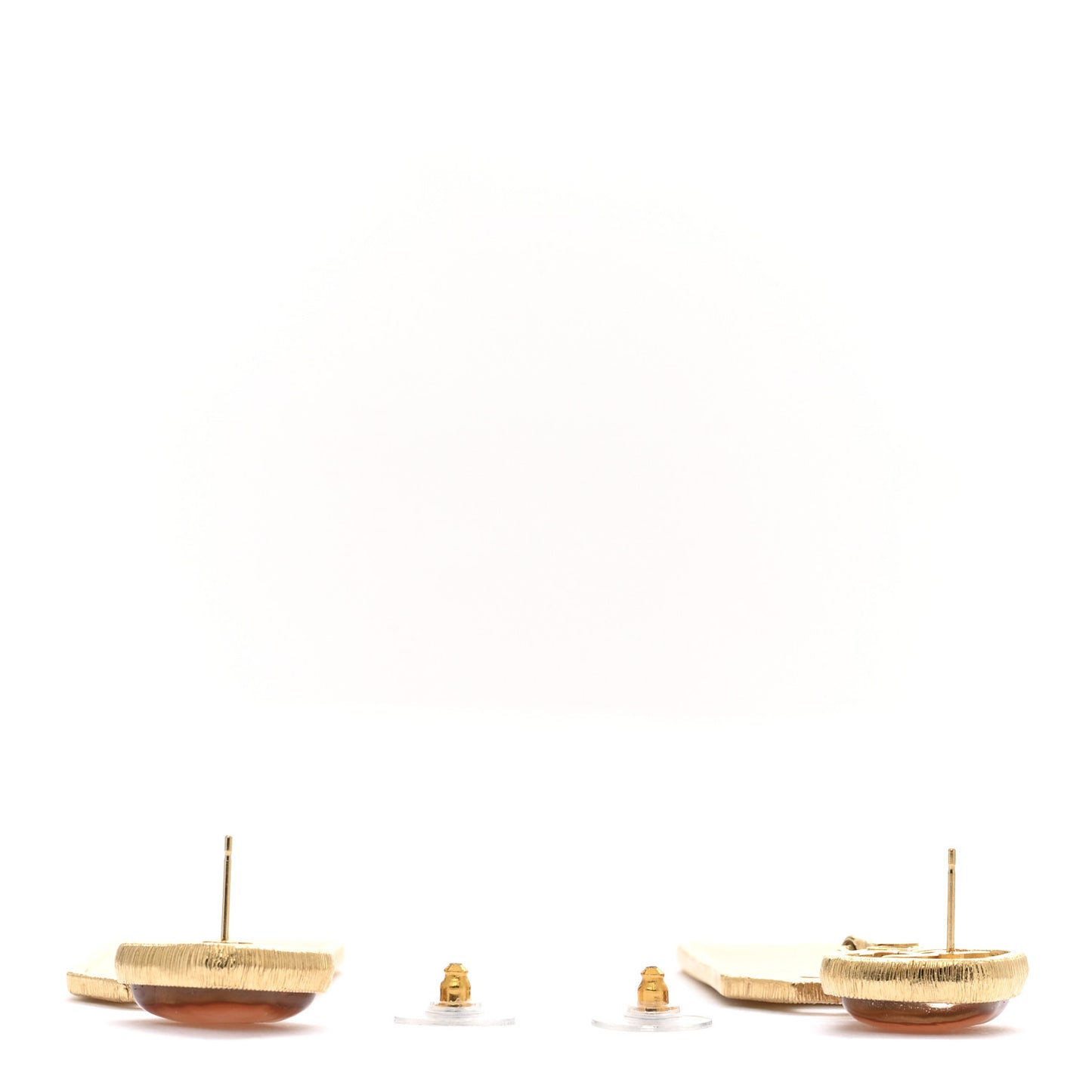 CC Tags Drop Earrings Gold Pink