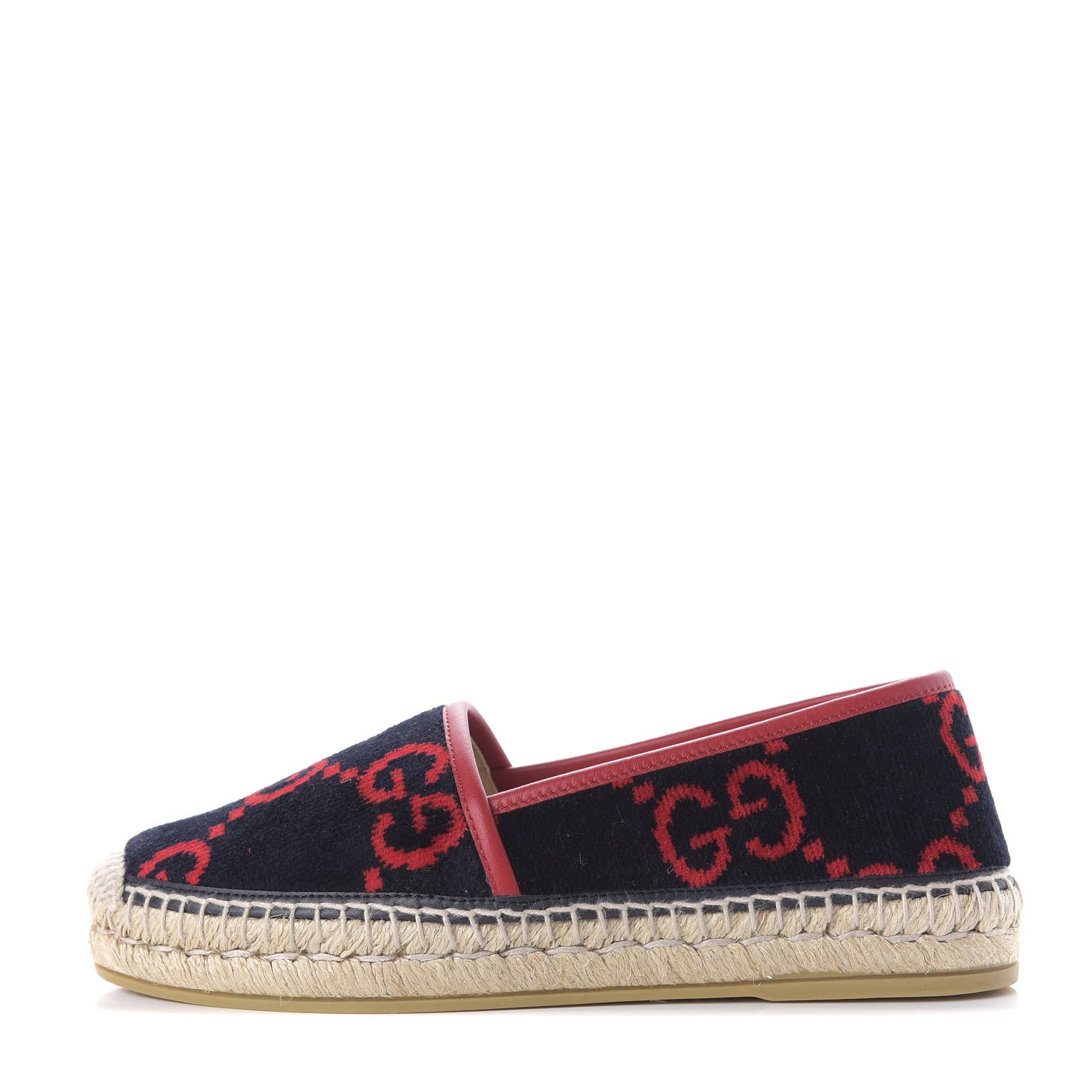Gucci Terry Cloth GG Monogram Espadrilles 38 Blue Red 1 of 10