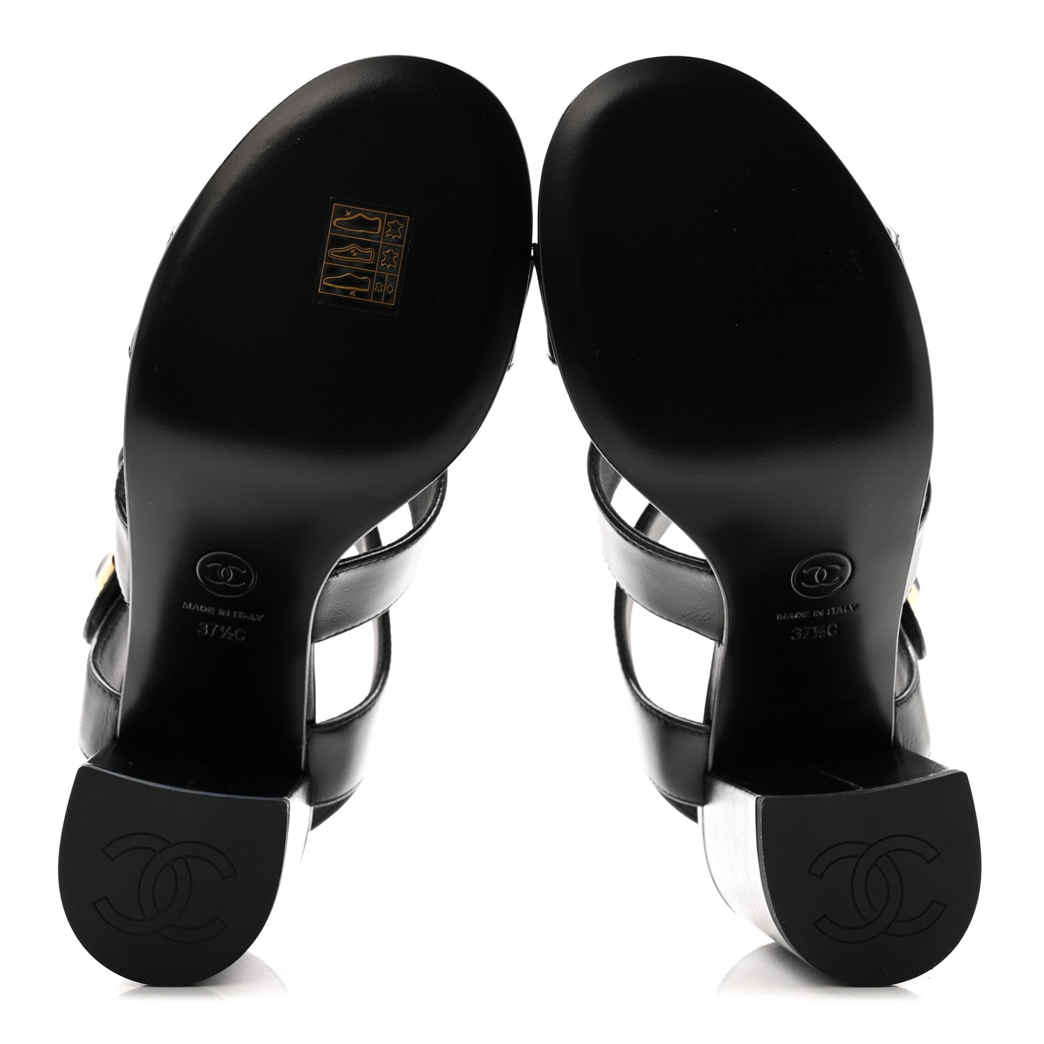 Chanel Shiny Calfskin CC Sandals 37.5 Black 11 of 20