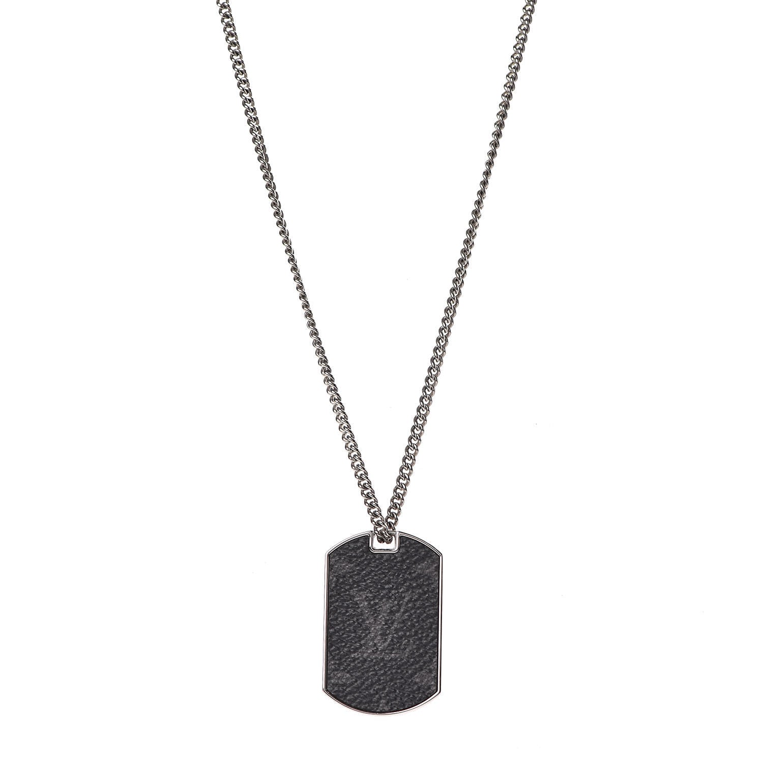 Louis Vuitton Monogram Eclipse Plate Necklace 1 of 10