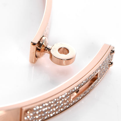 Hermes 18K Rose Gold Diamond Kelly PM Bangle Small 6 of 7