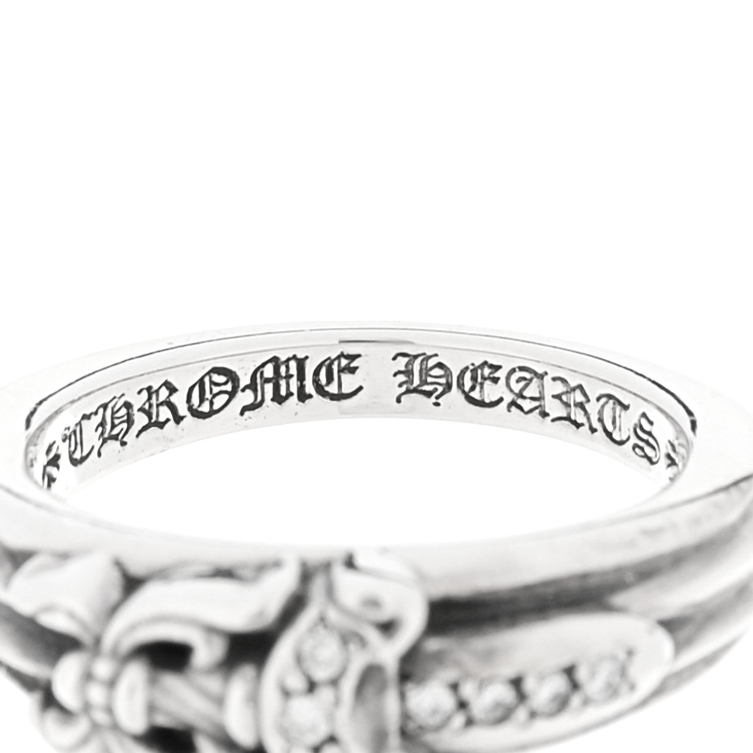 Chrome Hearts Sterling Silver Diamond Small Dagger Ring 43 2.75 4 of 5