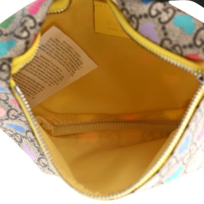 Gucci Soft GG Supreme Monogram Hearts Web Childrens Belt Bag Beige Ebony Multicolor Freesia 5 of 10