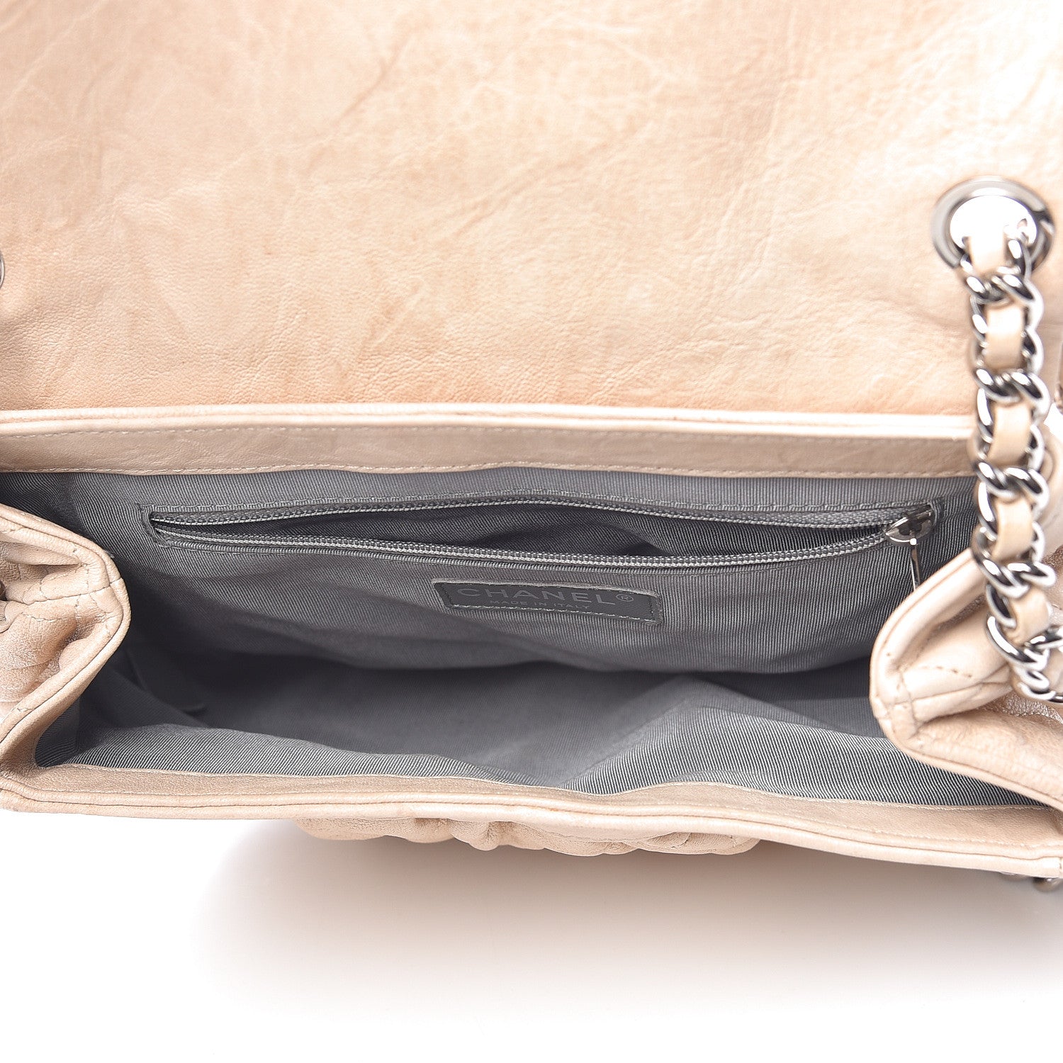 Chanel Washed Lambskin Quilted Medium Chain Around Flap Beige 5 of 17