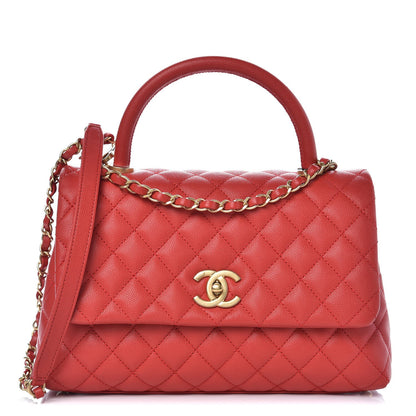Chanel Caviar Quilted Small Coco Handle Flap Red 1 of 9