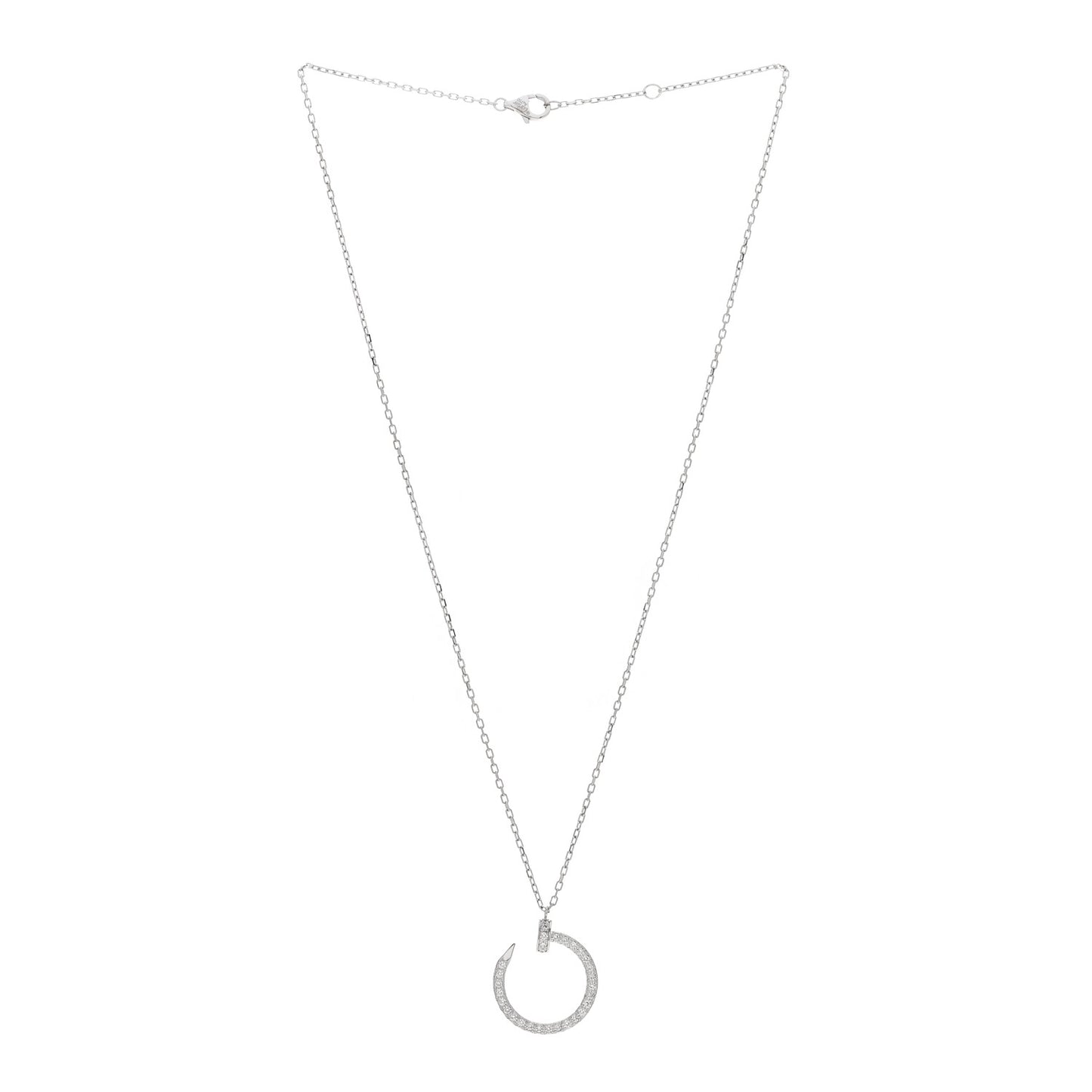 18K White Gold Diamond Juste Un Clou Paved Pendant Necklace