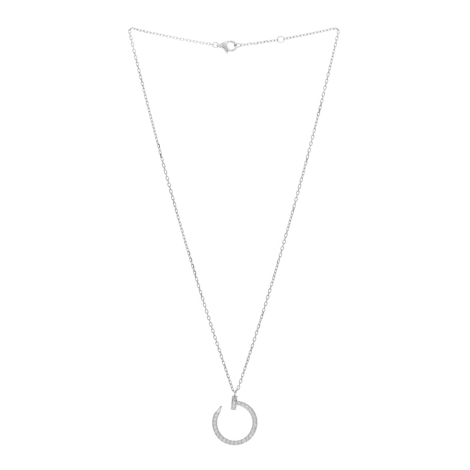 Cartier 18K White Gold Diamond Juste Un Clou Paved Pendant Necklace 3 of 5