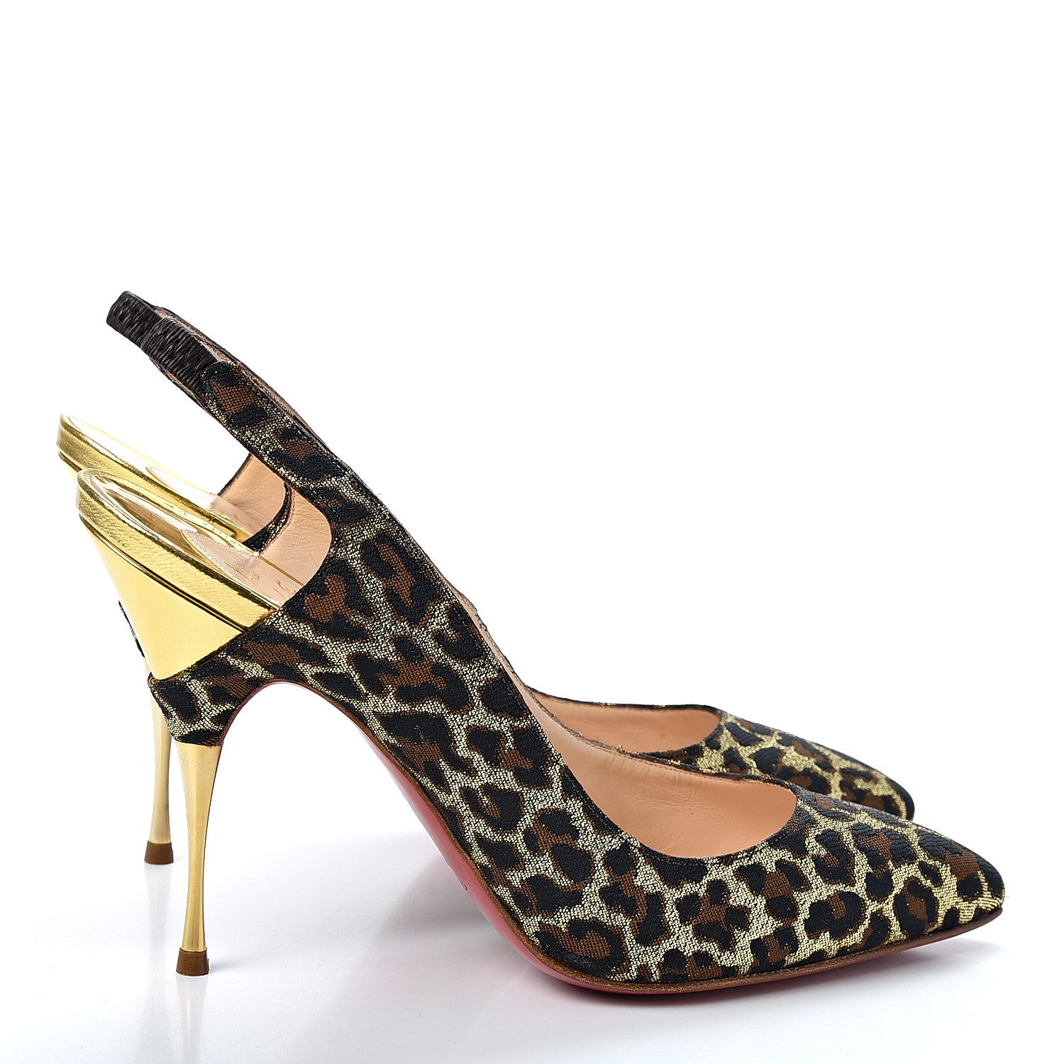 Christian Louboutin Jacquard Leopard Print Slingback 120 Pumps 37.5 4 of 8