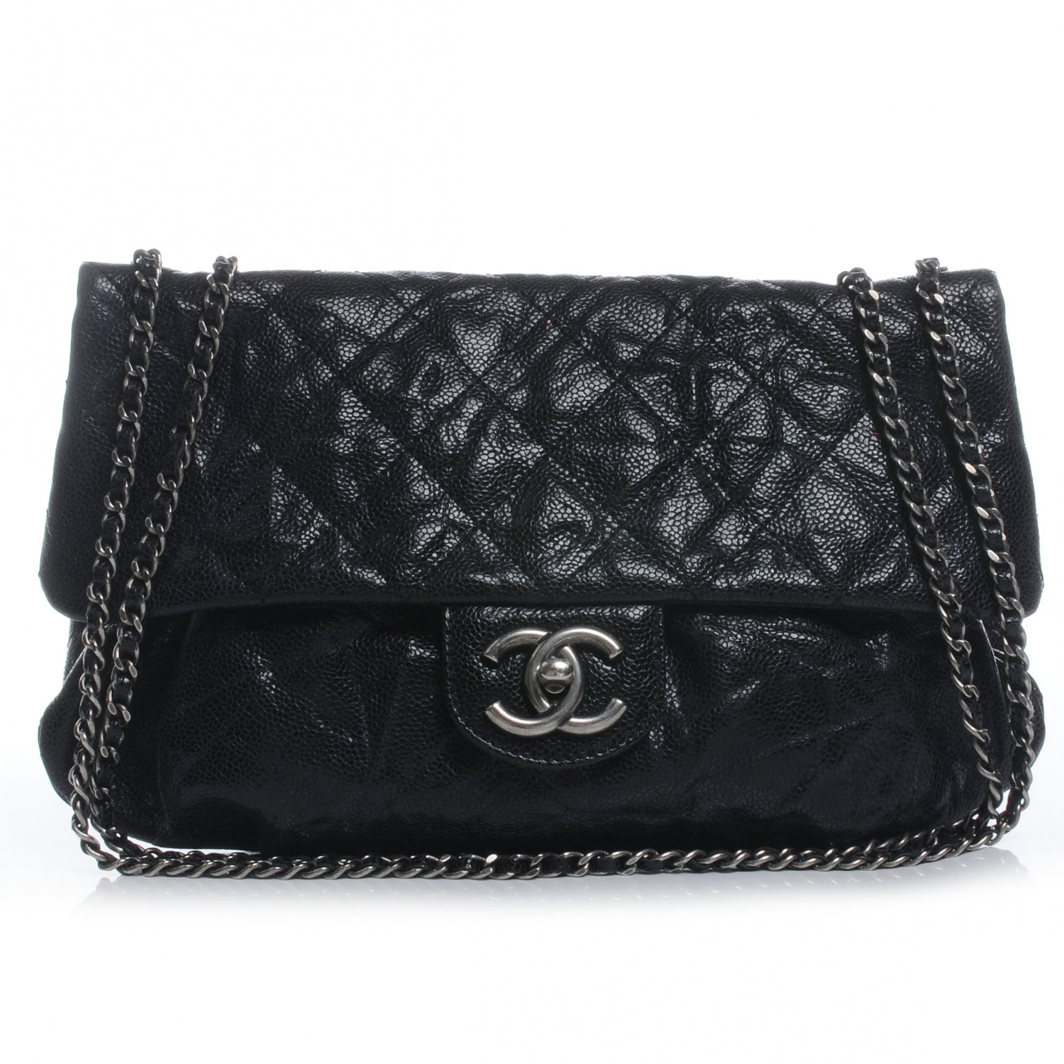 Chanel Glazed Caviar Quilted Small Elastic Flap Black 1 of 8