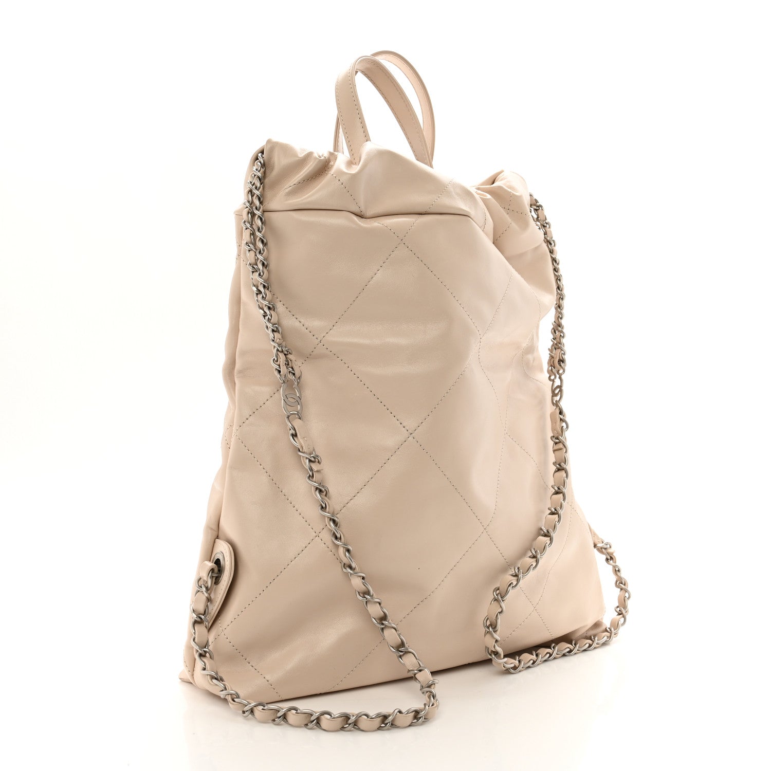 Chanel Shiny Calfskin Quilted Chanel 22 Backpack Beige 3 of 13