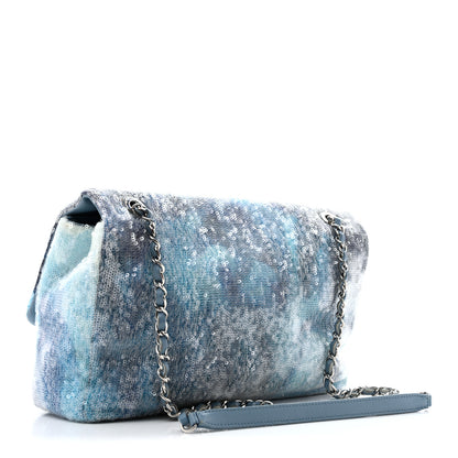 Chanel Sequin Large Waterfall Flap Light Blue 3 of 13
