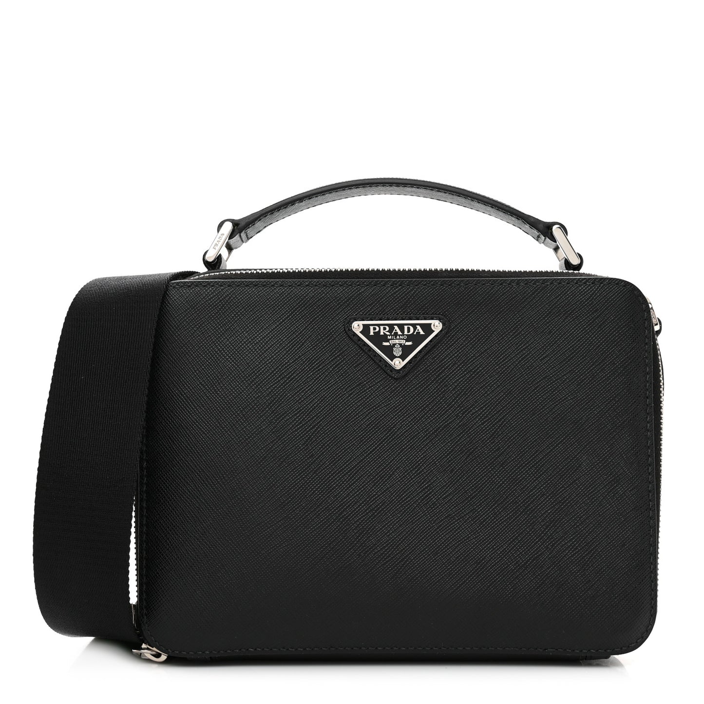 Saffiano Travel Medium Brique Crossbody Bag Black