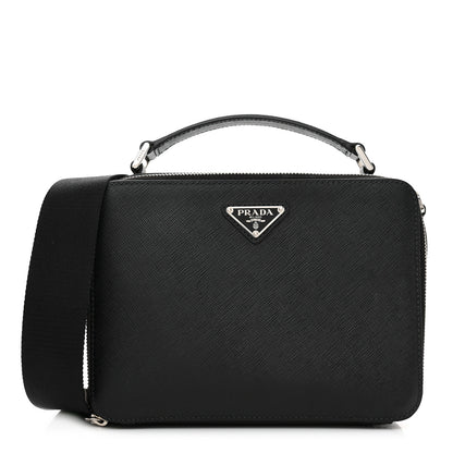 Prada Saffiano Travel Medium Brique Crossbody Bag Black 1 of 12