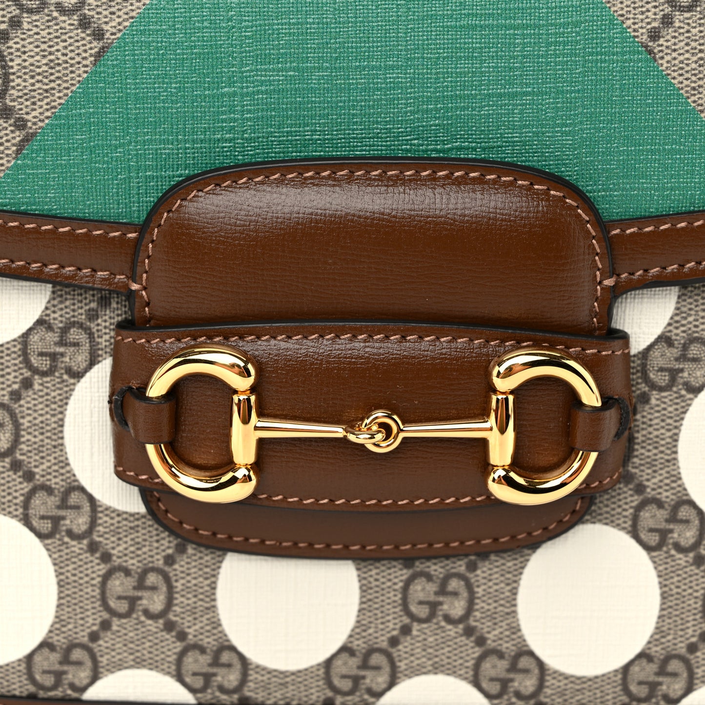 GG Supreme Monogram Geometric Horsebit 1955 Shoulder Bag Beige Multicolor Brown Sugar