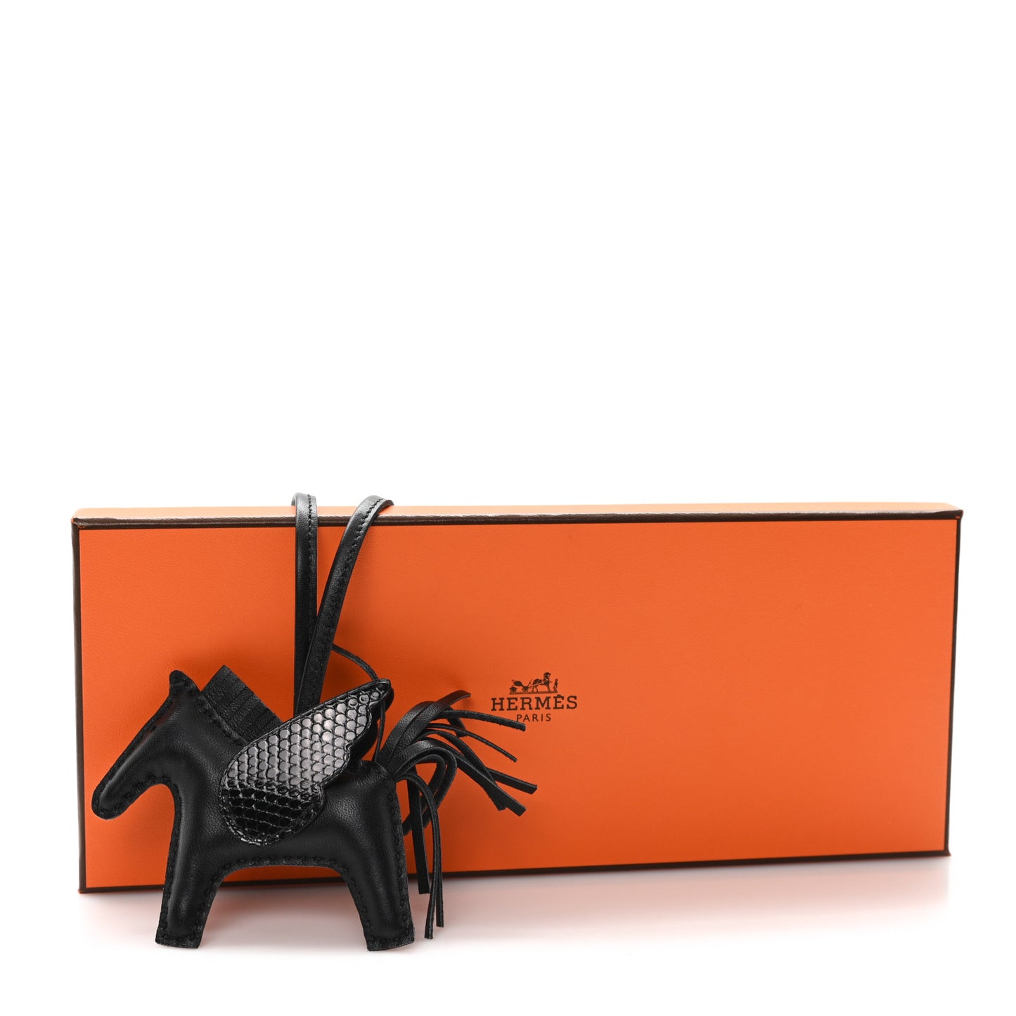 Milo Lambskin Lizard Touch Grigri Rodeo Pegase Horse Bag Charm PM So Black