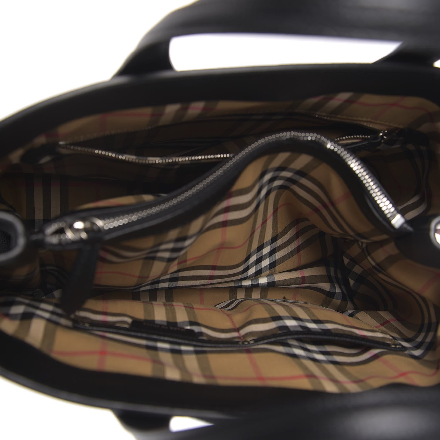 Burberry Grainy Calfskin House Check Medium Banner Tote Black 6 of 11