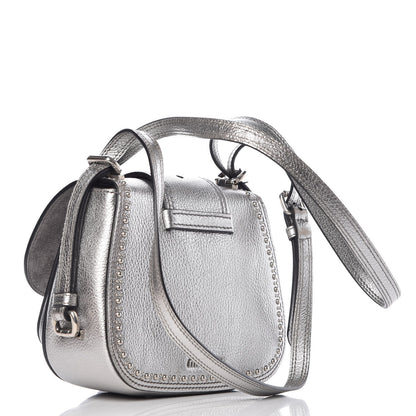 Miu Miu Goatskin Madras Soft Calf Crystal Embellished Dahlia Shoulder Bag Chrome 9 of 13